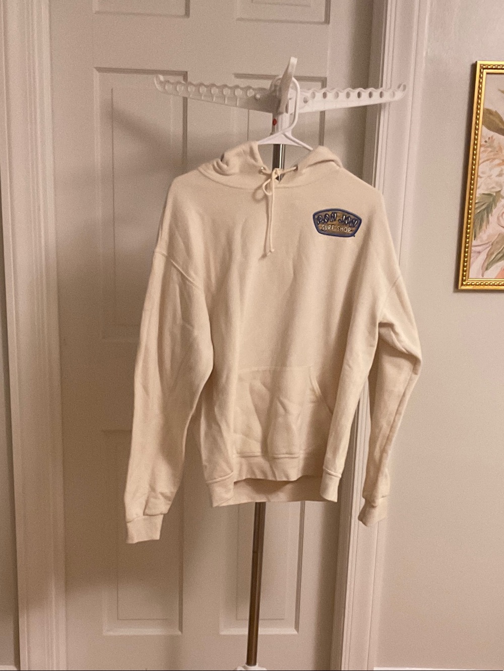 Ron Jon Cream Crewneck Hoodie with Small Chest Patch
